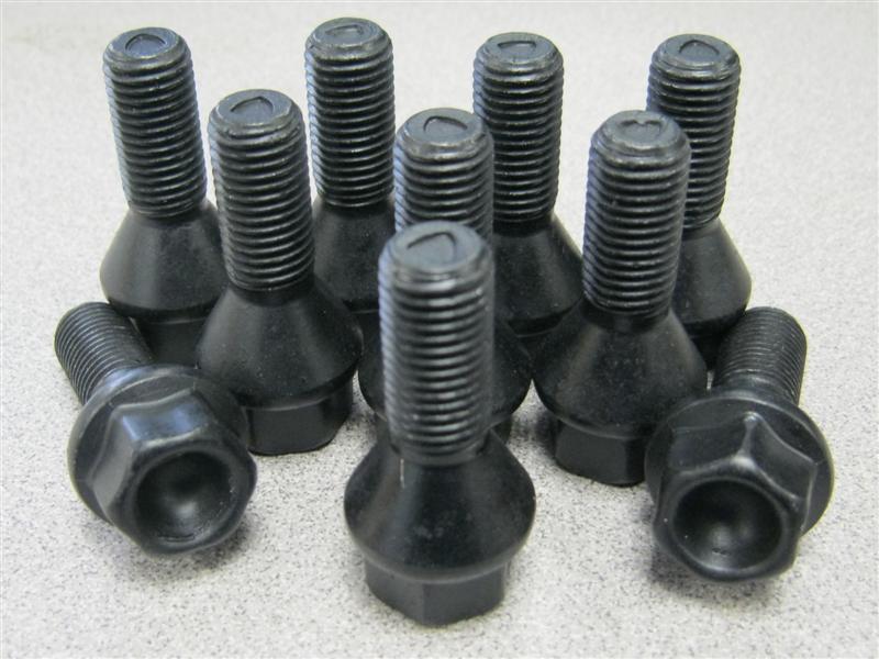 TMS179755 Black Wheel Bolts 10 (NEW) Stock Length Turner Motorsport