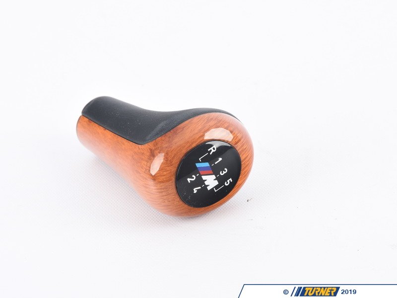 25118001485 Genuine BMW Leather & Wood Shift Knob 5 Speed Turner