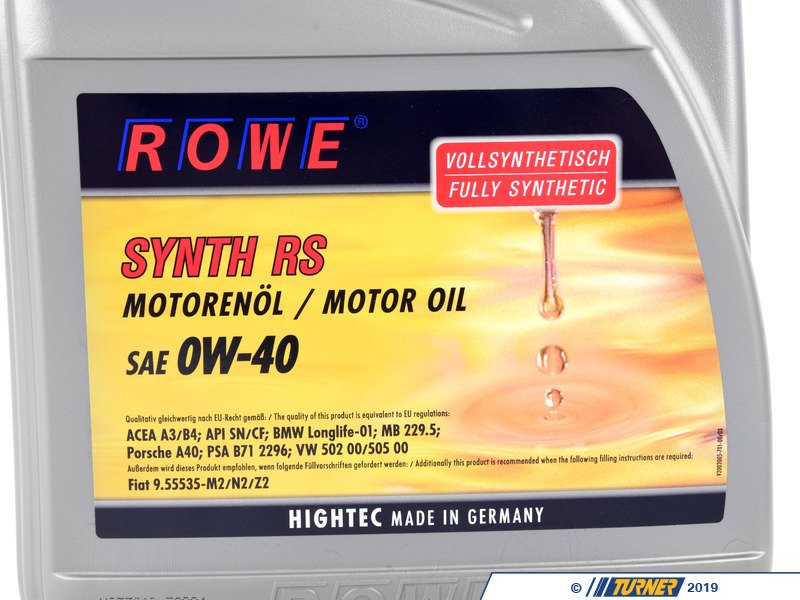 20020-538-03 - ROWE Hightec Synth RS Engine Oil (0W-40) - 5 Liter ...