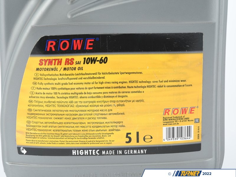 20070-538-03 - Rowe Hightec Synth RS Engine Oil - 10w-60 - 5 Liters ...