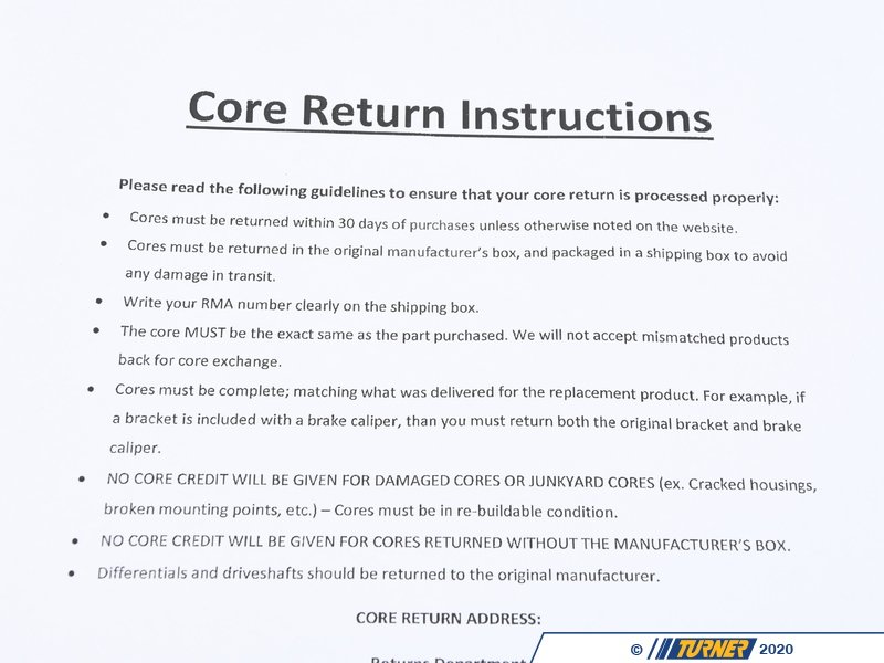 CORERETURNDOC Core Return Policy Document Turner Motorsport
