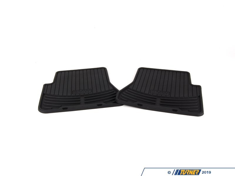 82550151195 Genuine BMW Rear All Weather Rubber Floor Mat Set Black