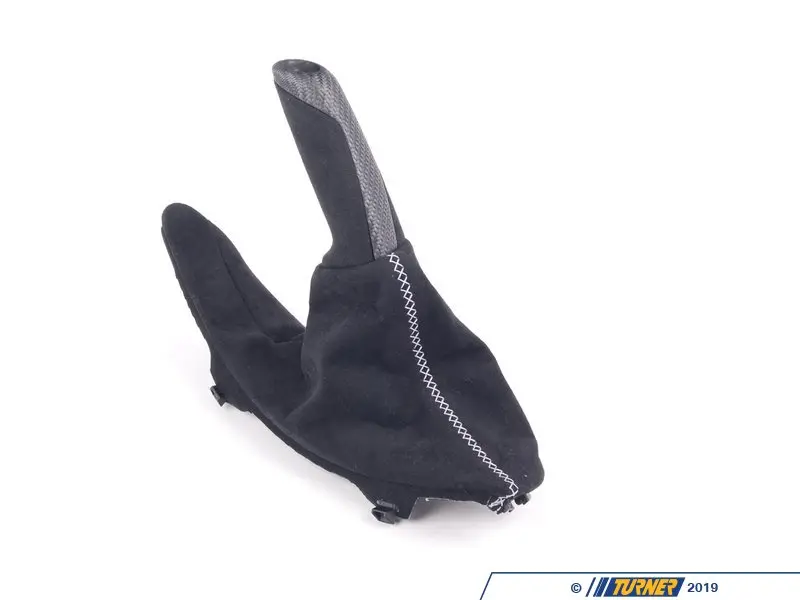 For Bmw 3 series F30 F31 2012-15 E brake Boot Black Genuine Leather White Stitching 
