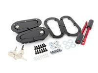 T#340098 - AEROCATCH - AeroCatch Racing Hood and Body Panel Fasteners (Pair) - Better than hood pins! - As used by Turner Motorsport on our championship winning BMW race cars, the new aerodynamically efficient and asthetically styled AeroCatch is setting new standards in hood fixing for the 21st century. Say goodbye to your standard hood pins -- these are better all around.AeroCatch works better than traditional hood pins by providing more surface area for the latch to secure to and an overall stronger latch design with stainless steel and aluminum hardware. While being a stout piece these are also relatively light weight and mount flush with your bodywork, ensuring aerodynamic efficiency and a slick appearance.The AeroCatch is available in two installation styles:1.) TOP MOUNT - Mounts from the top exterior surface of the hood. More of the AeroCatch is visible including the frame around the housing.2.) BOTTOM MOUNT - Mounts flush from the bottom interior side of the hood. This style is slightly harder to mount because your holes must be drilled from underneath, but less of the AeroCatch is visible from the outside.Each AeroCatch hood fastener kit comes complete with two AeroCatch housing assemblies, all pins, washers, nuts and screws, underhood mounting frames (new on most kits for 2013), as well as mounting templates and installation instructions. Professional installation recommended. When installing over a less than flush surface (a curved hood), black silicone sealant can be used to fill gaps. We have found these to be the best hood fasteners, and have since replaced all standard racing hood pins on our E46, E90 and E92 race cars in favor of this superior design. These save us precious time in pit stops and offer a more fail-safe mechanism. We recommend them for any car*.* Note: the AeroCatch has a depth below the hood of 22-25mm. Therefore you must have this sufficient clearance between your mounting location and the bottom of your hood. Use the Tech Specs listed below and plan carefully. For a sample installation from a customer's BMW E36, click here.Secure your investment! Add keyed locks to your pair of AeroCatches -- PERFECT for use on a street car, or any car that may be left unattended for any amount of time. Keep prying eyes (and hands) out of your engine bay by opting for the (optional) locking version of the AeroCatch. Locking versions available in both TOP MOUNT and BOTTOM MOUNT installation styles. Includes pre-installed lock cylinders and a pair of matched keys. Simply select your style below, before adding to cart. How They Work (PDF) Installation/Prep Instructions (PDF) Tech Specs (Top Mount) PDF Tech Specs (Bottom Mount) PDF - AeroCatch - BMW MINI