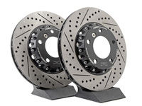 E46 323/325, Z3 3.0, Z4 3.0 ECS Front Cross-Drilled & Slotted 2-Piece Brake Rotors - Pair (300x22)