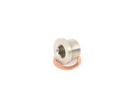 T#339000 - TEN9949O2S - O2 Sensor Bung and Plug - O2 Sensor Bung and plug. This weld-in bung allows an O2 sensor to be screwed into your exhaust system. It's required for custom exhaust systems, and is also useful for air/fuel ratio measurements when dyno testing. A threaded plug is included to cap off when not in use. Bung and cap/plug are both 100% stainless steel. The bung and plug are also available separately (in case you don't need both). Simply choose your option below. TMS Oxygen Sensor Bung Specs:Material 304 stainless steel1.00" / 25.4mm OD0.50" / 12.7mm TallThread size and pitch M18x1.5TMS O2 Sensor Plug & Crush Ring SpecsMaterial 304 stainless steel10mm female hex for install and removalThread size and pitch M18x1.5Copper Crush Ring for leak free installation Install TipsLocate bung as close to engine a possible, without exceeding the maximum operating temperature for the O2 sensor. The suggested location is just down-stream of the merge-collector on each bank of cylinders.Sensors located after upstream exhaust system leaks or too close to exhaust outlets are susceptible to poor readings or influence of ambient airO2 Sensors exposed to exhaust gasses with too high amount of un-burnt fuel can lead to misleading readings. A possible lean reading.Locate sensor/bung 90 to exhaust gas stream.Locate sensor/bung in tube with a minimum of 10 up angel to prevent liquid build up in sensor element.Use stainless steel welding wire or rod when installing bung.Do not have bung plug or a oxygen sensor installed when welding bung in place. Welding can distort the bung so it is recommended you chase/tap the threads of the bung after welding.When installing O2 sensor or plug, use an O2 sensor compatible high temperature resistant grease on the threads.Use tightening torque suggested by O2 senor manufacturer. - Packaged by Turner - BMW MINI