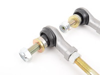 T#338618 - TMS2104 - Turner Motorsport Custom Length Adjustable Front Sway Bar End Links (Pair) - Our renowned TMS adjustable front sway bar / swaybar links for BMWs are now available in custom lengths, making them easy to order for any aftermarket or custom suspension setups. Simply measure for your ideal link length, and order the links with the best length range (below). Each sway bar link has a 10mm diameter mounting pin/stud, which is the typical factory/stock size for a universal fitment. These are sold by the pair, and each set includes two matching sway bar end links.These end links offer the quiet operation and long life of "stock" BMW end links, but with the strength and adjustability of rod-end style sway bar links. These sway bar links can be used on a wide variety of BMWs and aftermarket BMW suspensions. When measuring, please consider that the length ranges of our Custom Adjustable end links are measured from the center to center on the end link mounting stud / pin, as shown in our diagram.Note for E9X M3: the unique mounting on the M3 strut requires a set of our adapter seats (#TSU9912AF9). You can add them with your links from the menu below.TMS Part#Center to Center (mm)Center to Center (inch)TSU9912A35155.00mm - 170.00mm6.10" - 6.69"TSU9912A40170.00mm - 185.00mm6.69" - 7.28"TSU9912A45180.00mm - 195.00mm7.08" - 7.67"TSU9912A50190.00mm - 205.00mm7.48" - 8.07"TSU9912A55207.00mm - 222.00mm8.15" - 8.74"TSU9912AF1220.00mm - 235.00mm8.66" - 9.25"TSU9912A70240.00mm - 255.00mm9.45" - 10.04"TSU4612AF3250.00mm - 265.00mm9.84" - 10.43"TSU9912A80261.00mm - 276.00mm10.28" - 10.87"TSU5012AF8280.00mm - 295.00mm11.02" - 11.61"TSU9912A95290.00mm - 305.00mm11.42" - 12.00"TSU9912110320.00mm - 335.00mm12.59" - 13.19"TSU9912115330.00mm - 345.00mm12.99" - 13.58"TSU9912130362.00mm - 377.00mm14.25" - 14.84"TSU9912135370.00mm - 385.00mm14.57" - 15.16"TSU9912140381.00mm - 396.00mm15.00" - 15.60"TSU9912145389.00mm - 404.00mm15.31" - 15.91"Please select your length below. - Turner Motorsport - BMW