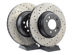 For BMW E90 E92 335i Set of Rear Left & Right Drilled Brake Disc Rotors StopTech