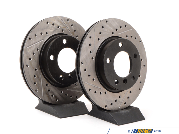 StopTech Cross-Drilled & Slotted Brake Rotors - Front - E36 (except M3), E46 323i/Ci, Z3 (except M) (pair) 34111162282CDS