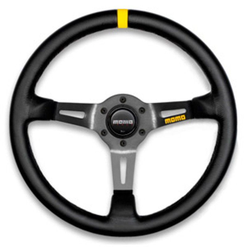MOD 08 Black Leather Momo R1908/35L Steering Wheel 