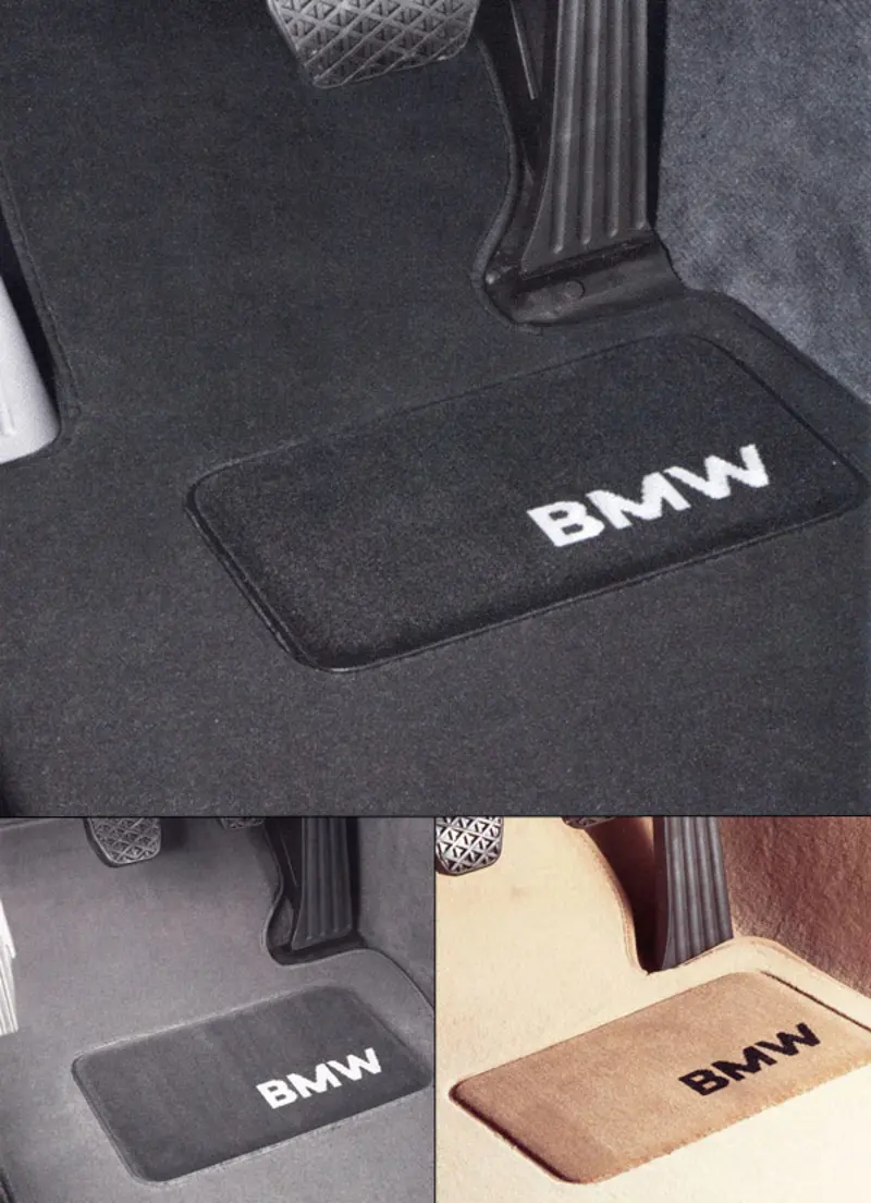 Genuine OEM Front and Rear Floor Mat Set Carpeted Black raised heel pad with BMW logo For BMW E90 E91 325i 328i 330i 335d 335i M3 2006-2012 RWD 