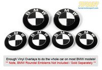Carbon Fiber Roundel Emblem Decal Set - Hood/Trunk/Wheels/Steering Wheel