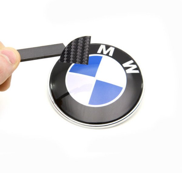 CARBON FIBER WHITE Roundel Emblem Overlay Decal Sticker FITS BMW HOOD TRUNK 