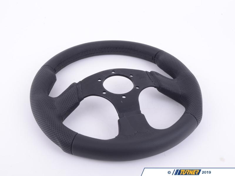 RTi 320mm Black Steering Wheel For Polaris RZR 550/800/900/1000 - Flat Style With Black Stitching, Fits Quick Release